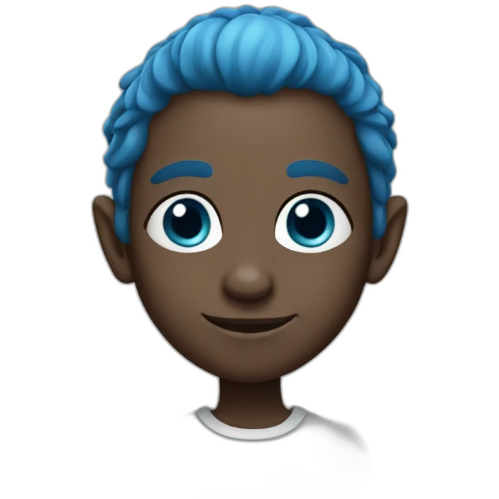 black elf with blue hair and eyes emoji
