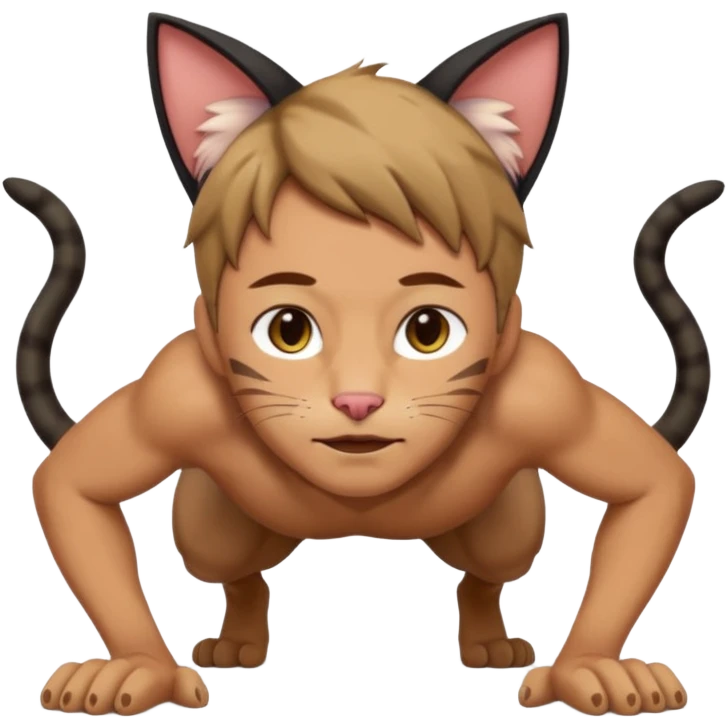 man with cat ears on all 4s emoji