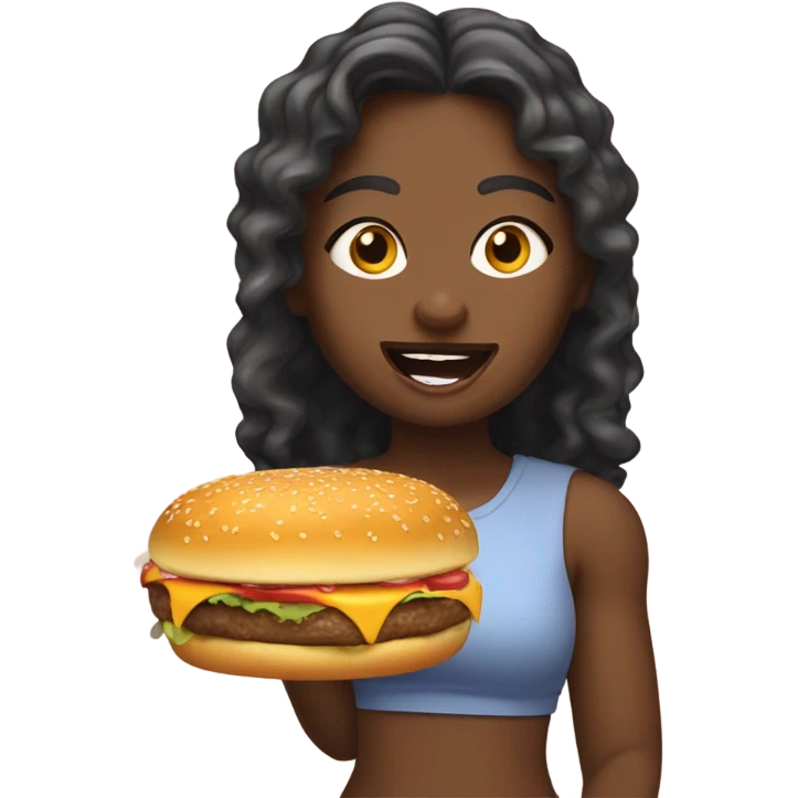 Yaya eating a cheese burger  emoji