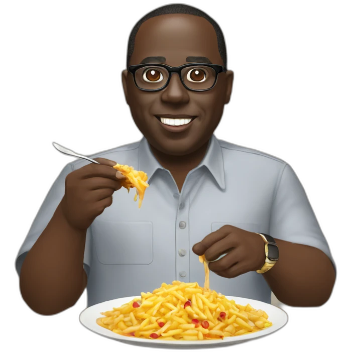 Macky sall qui mange une poutine emoji