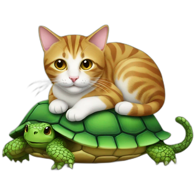 cat on turtle emoji