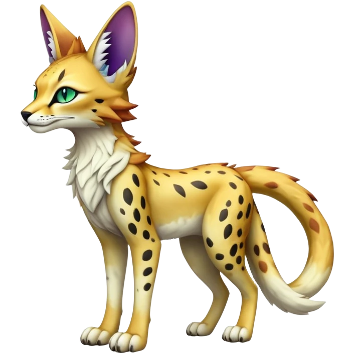 Epic Edgy Colorful ethereal eldritch Sergal-Serval-Fionbri full body emoji