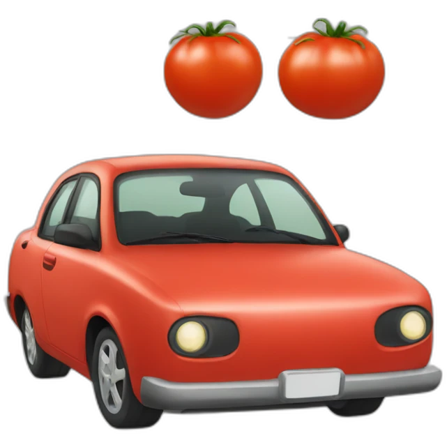 short car made out of a tomato emoji