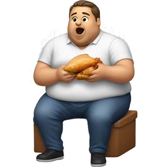Fat man eating chicken drum emoji