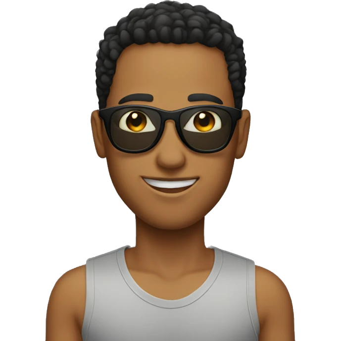young man sunglasses without nose emoji