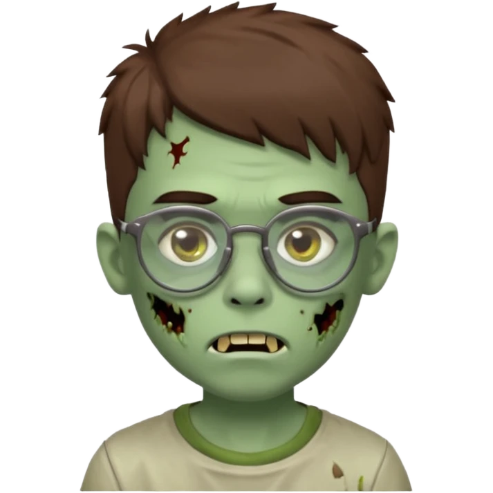 boy zombie with a brown wolfcut haircut and glasses emoji
