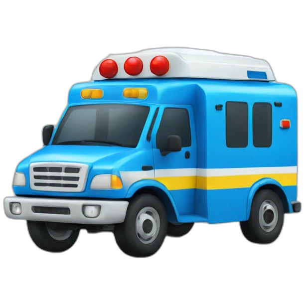 Ambulancia amarilla con luces azules  emoji