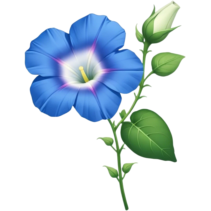 single blue Morning Glorysuper, stem emoji
