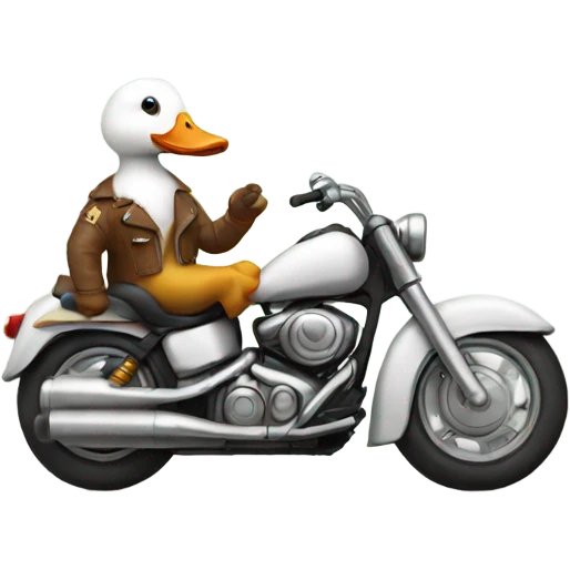 Goose riding a motorcycle emoji