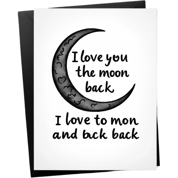 "I love you to the moon and back" exact words on a card?
 emoji