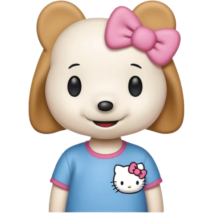 Snoopy face wear hello kitty t-shirt  emoji