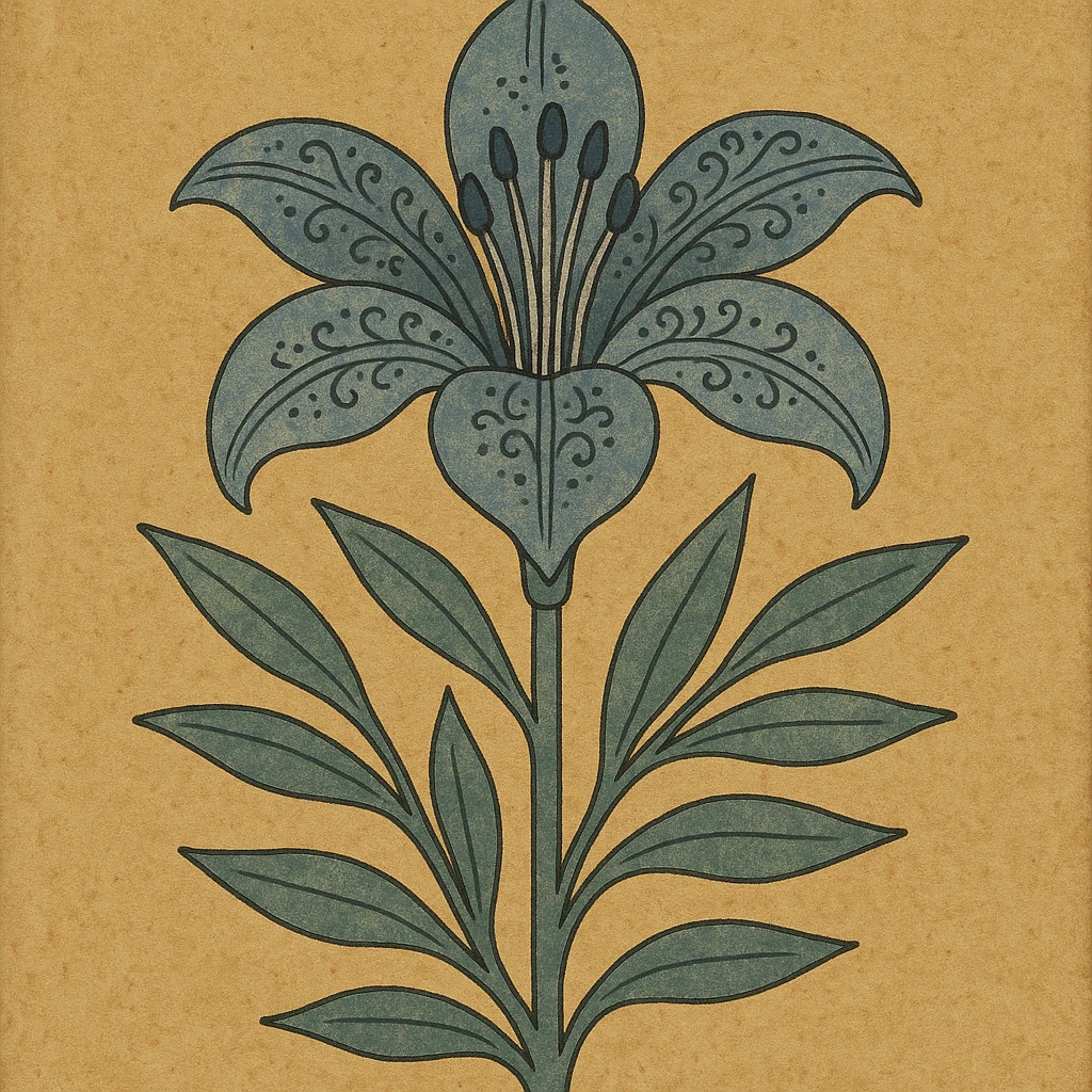 old fashioned tiger lily, vintage botanical illustration style emoji