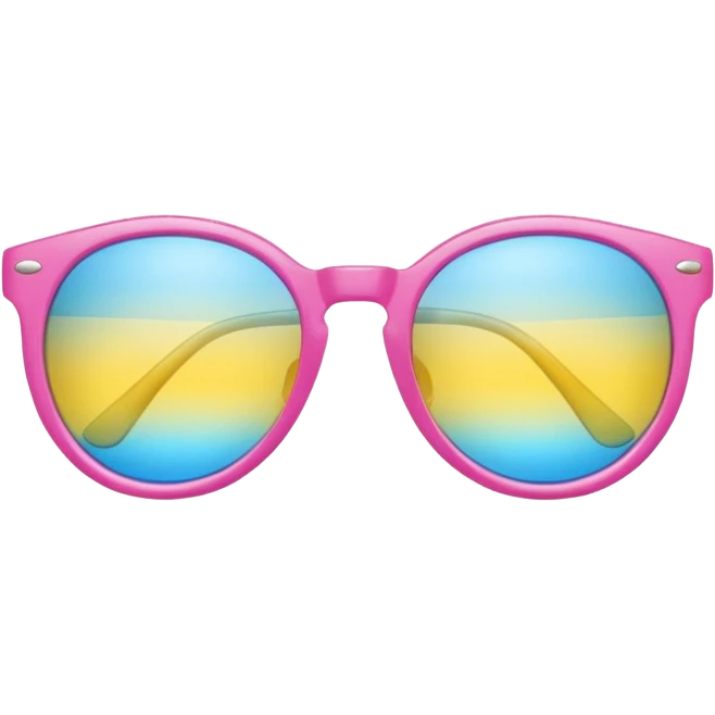 pink sunglasses with different lens, one blue and the other yellow  emoji