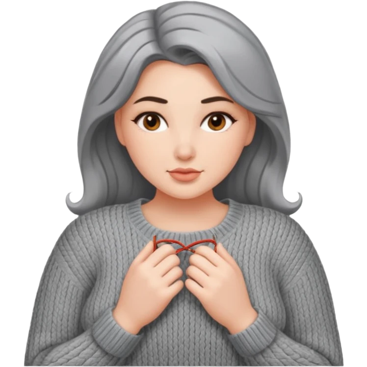 Design a woman’s grey sweater for a voluptuous woman. Only design the sweater emoji