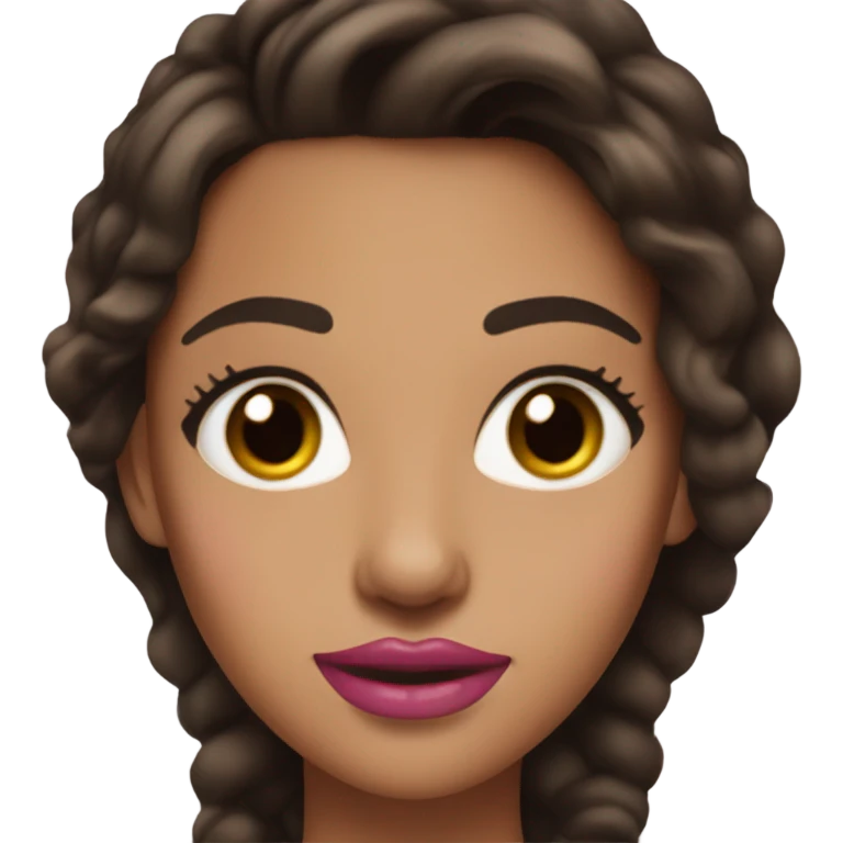 gorgeous tan skinned woman with dark brown hair and eyes and pink lips emoji
