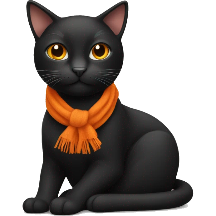 Black cat with orange scarf emoji