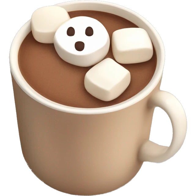 Hot chocolate in beige cup with marshmallows  emoji