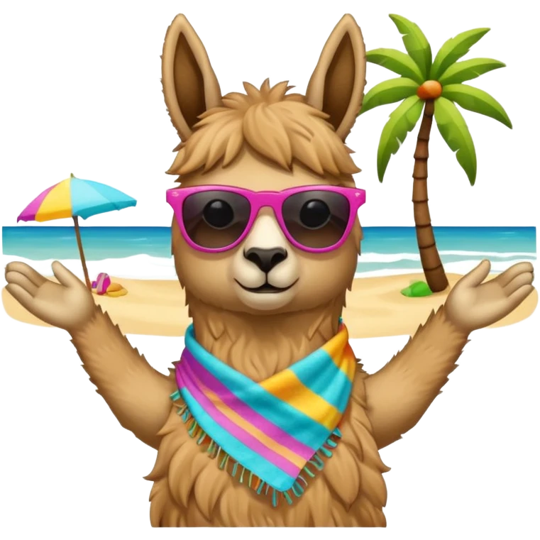 Llama on beach vacation emoji