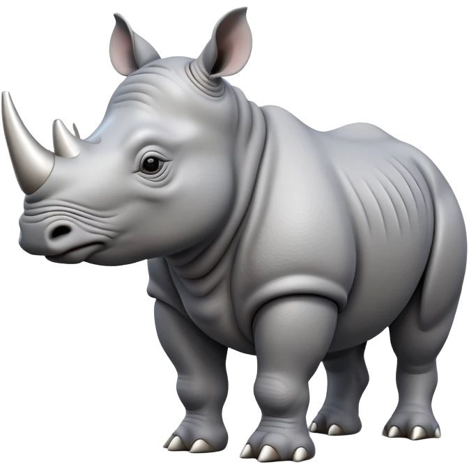 Gray rhinoceros in 3D drawing, which stands three quarters to the right emoji