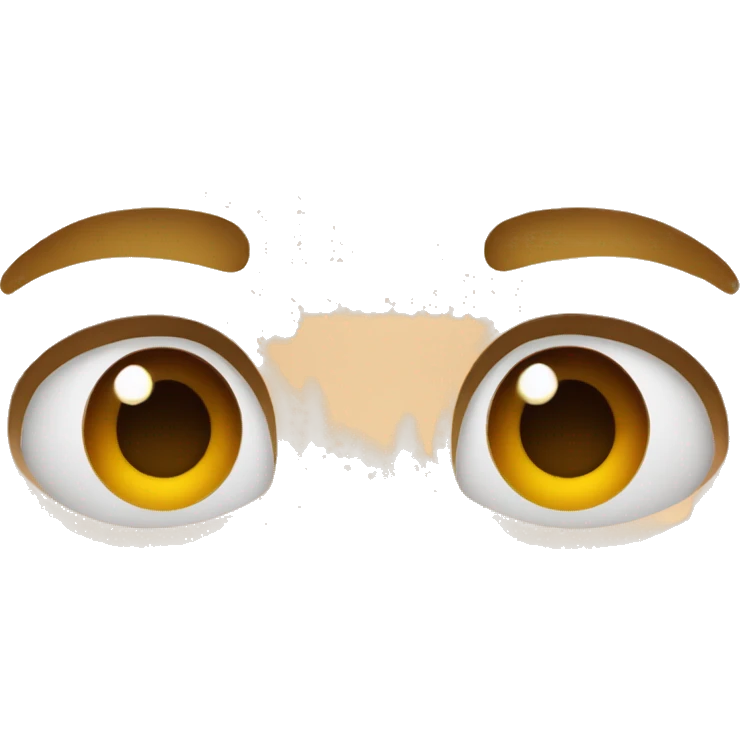 Default iOS emoji face with eye to the left side, and straight face and eyebrows emoji