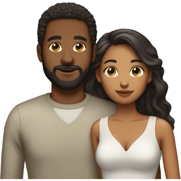 mixed race couple black man with beard emoji