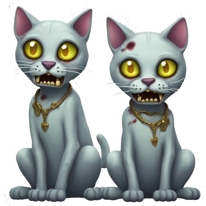 two undead zombie cats emoji