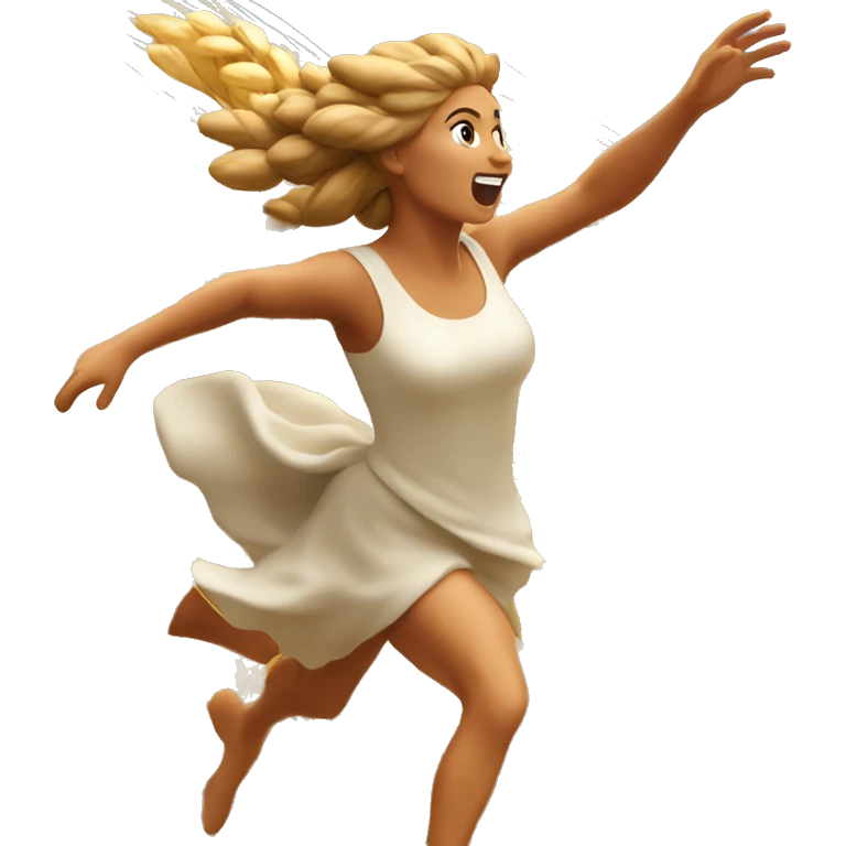 Italian harvest goddess sprinting with wheat, with a large stride and arms outstretched emoji