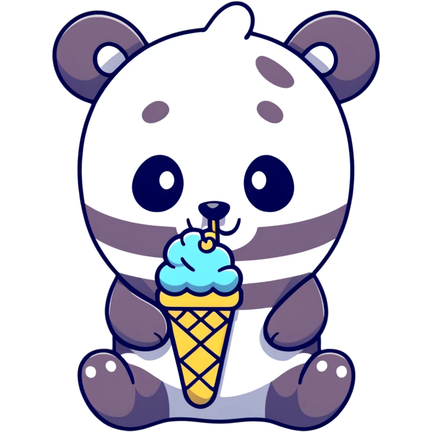 Panda eating ice cream emoji