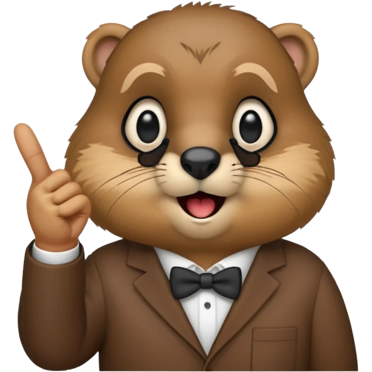 Create a version of the "nerd emoji with finger pointing up" meme with the face of a groundhog emoji