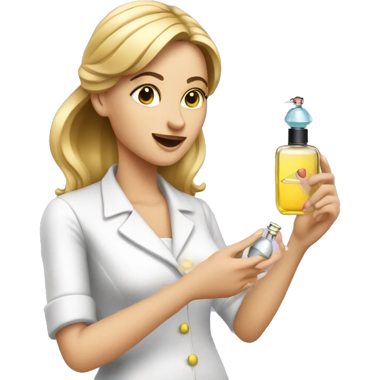 Female Perfumer holding perfume and spraying it emoji