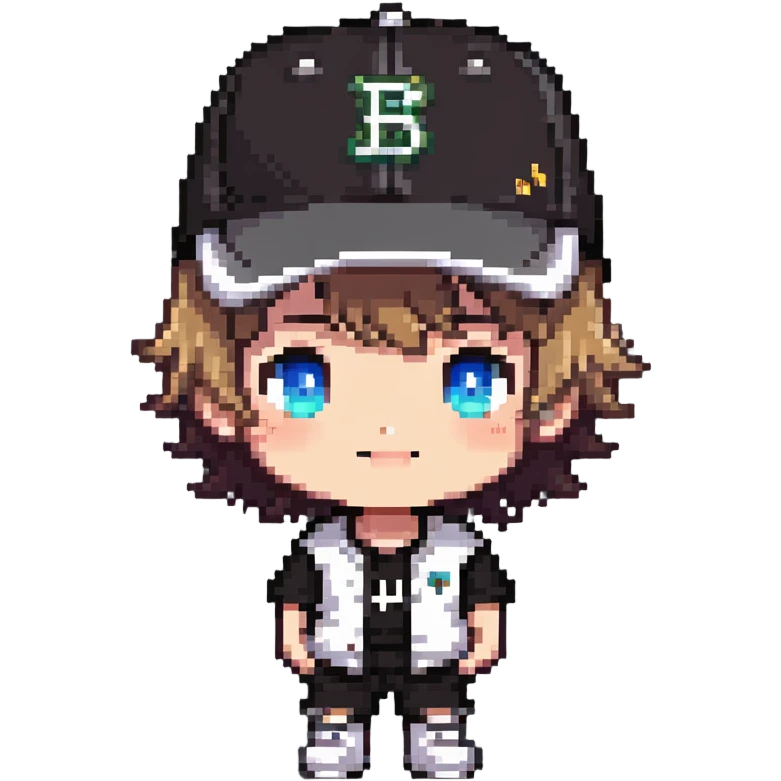 chibi boy with baseball cap and casual outfit emoji
