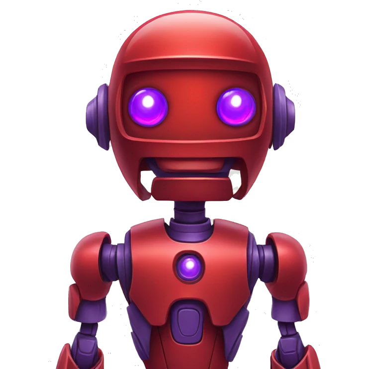 Red robot with purple eyes face cute  emoji