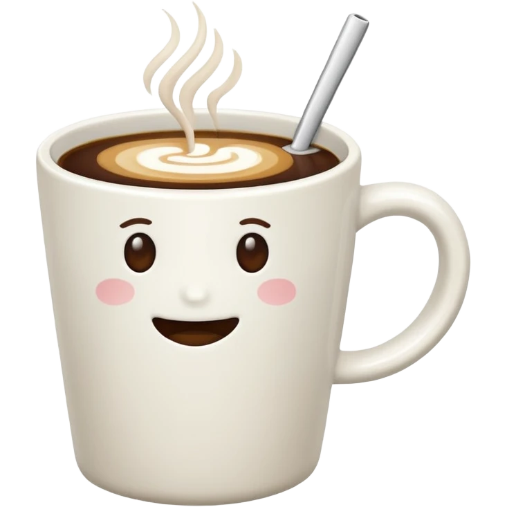 flat white coffee cup without face emoji