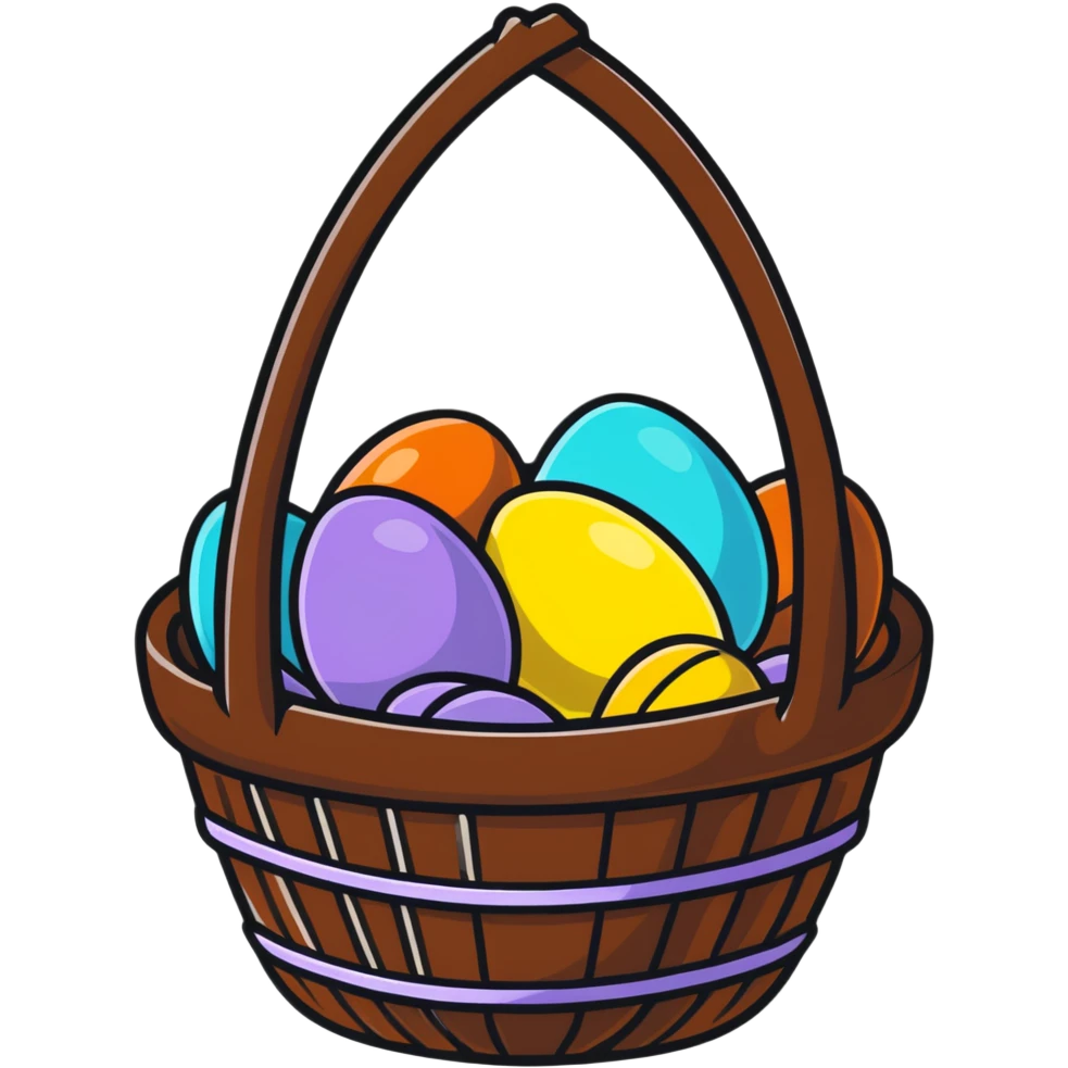 Easter basket filled with chocolate covered almonds emoji