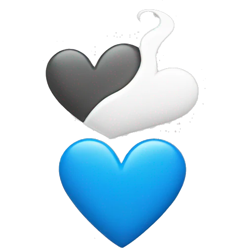  Blue heart and white hard mixed  emoji