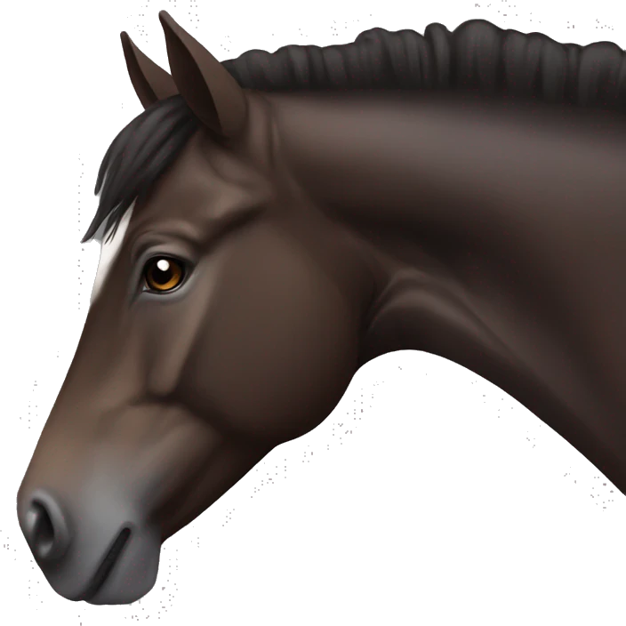 Dark brown horse with dark brown mane and small white star marking emoji