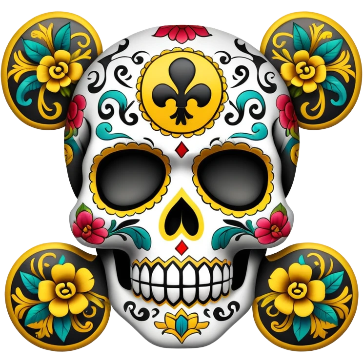 Sugar skull decorated with wu-tang clan logo emoji