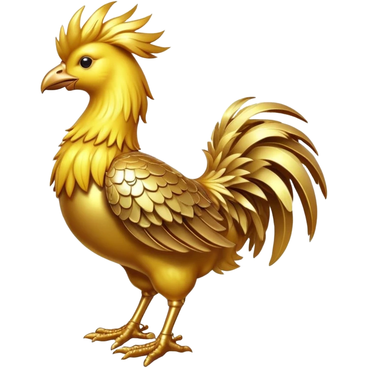 Golden chocobo from Final Fantasy, majestic bird with shimmering gold feathers emoji