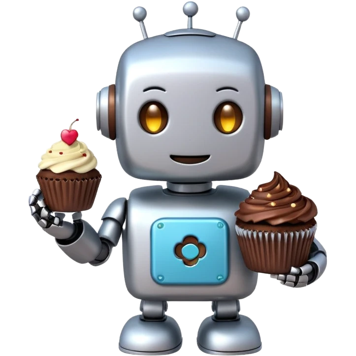 The cute robot and dessert, 3d emoji emoji
