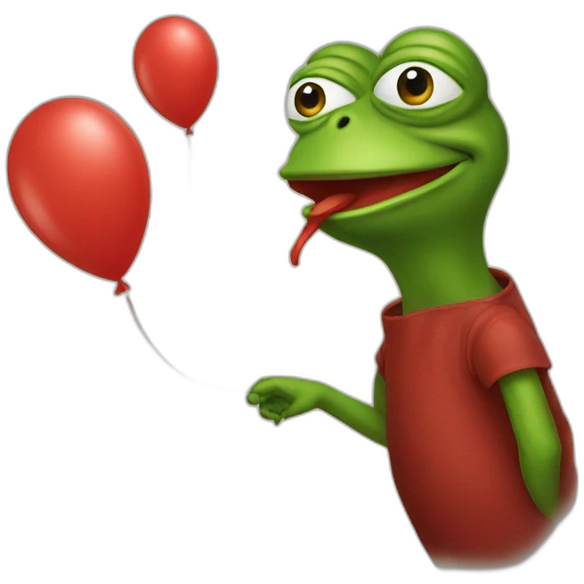pepe giving red long elongated baloon emoji