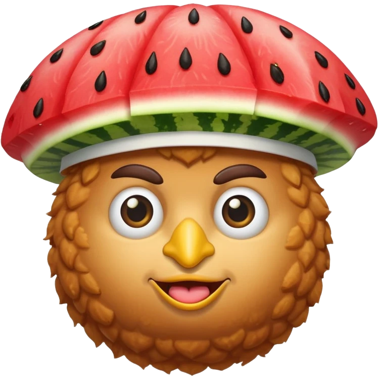 Fried chicken with a watermelon hat emoji