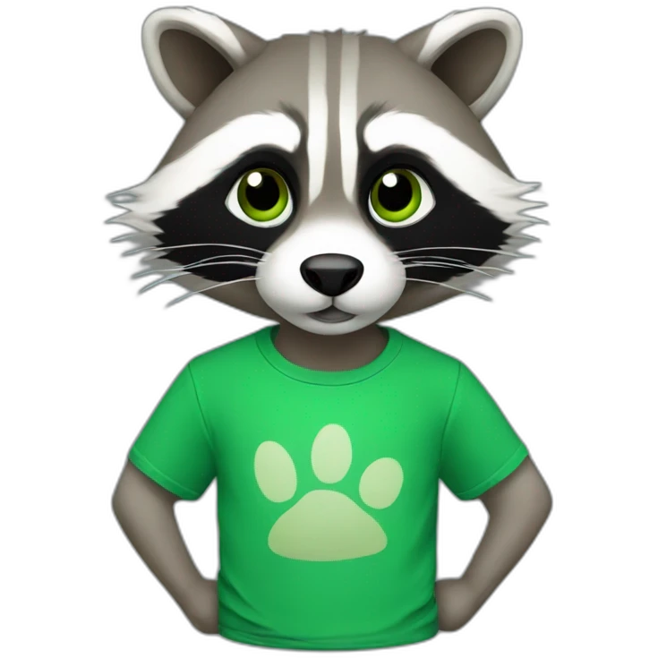 Raccoon in green tshirt emoji