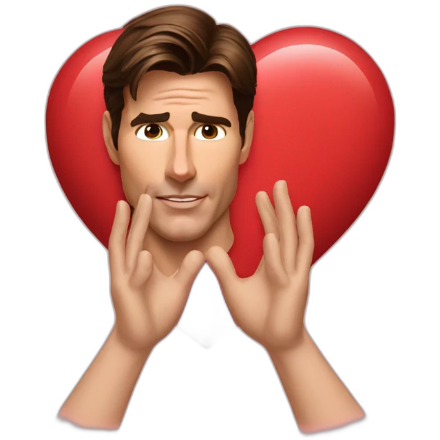 Realist Tom cruise do a heart with his hands emoji