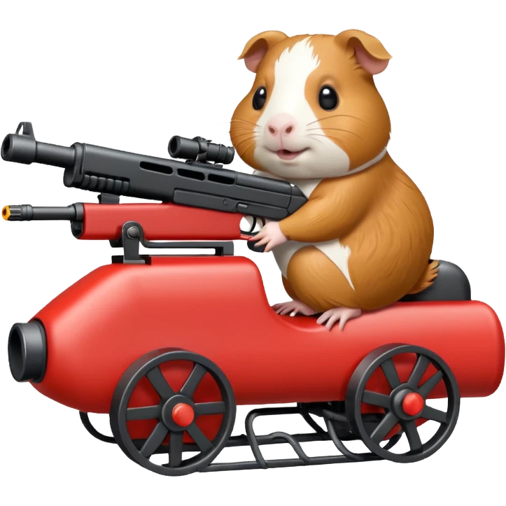 guinea pig riding a machine gun, emoji style emoji