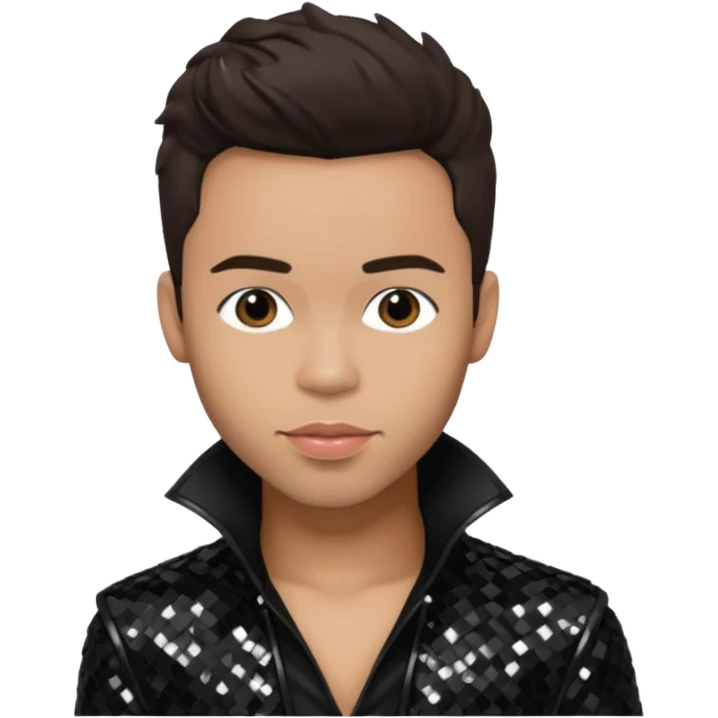Prince Royce with dark brown hair, black sequin outfit emoji