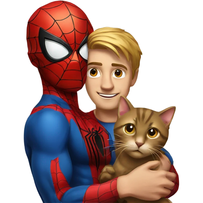 Spiderman with cat emoji