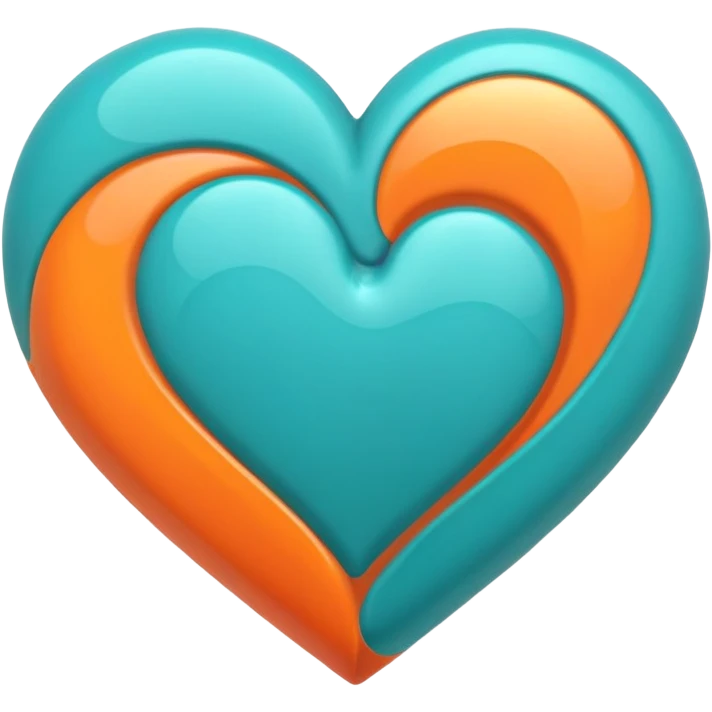 heart with teal and orange swirls emoji