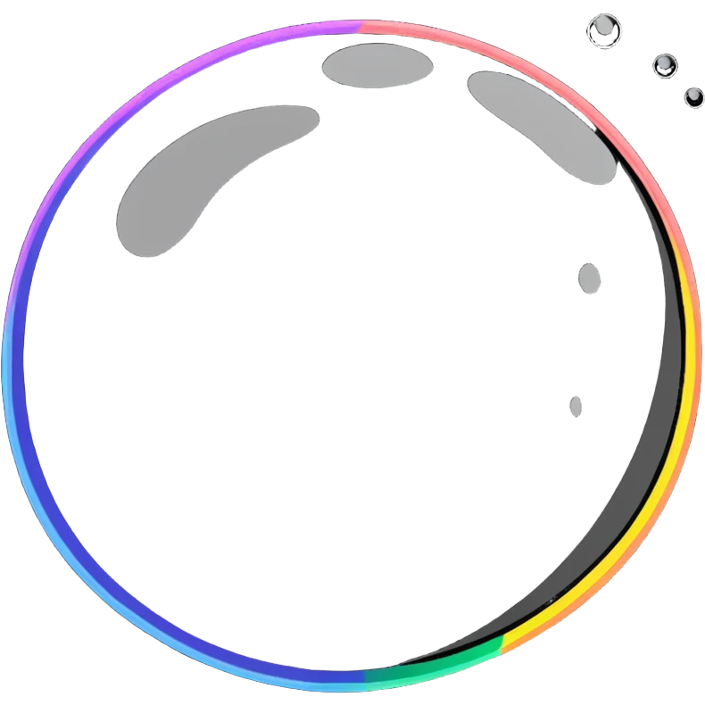 Iridescent soap bubble floating in the air with rainbow colors emoji