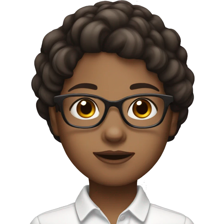 Girl with white skin, dark brown hair and brown eyes and glasses emoji