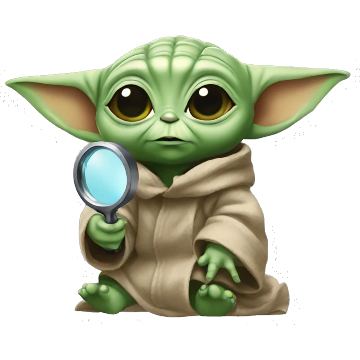  baby yoda holding a magnifying glass emoji